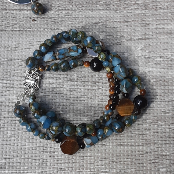 NWT Tigers Eye & Impression Jasper Sterling Silver - Picture 8 of 12